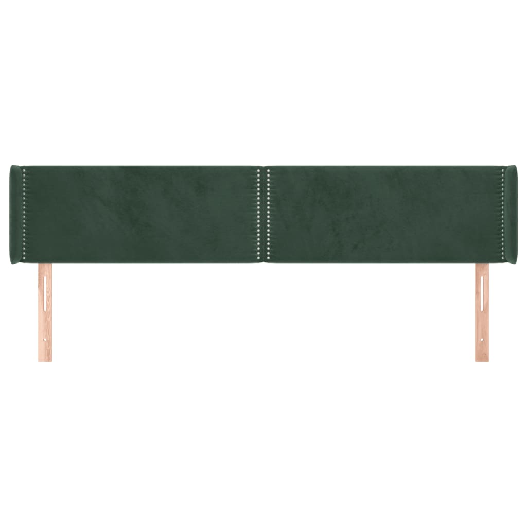Tête de lit avec oreilles Vert foncé 203x16x78/88 cm Velours - XIOS