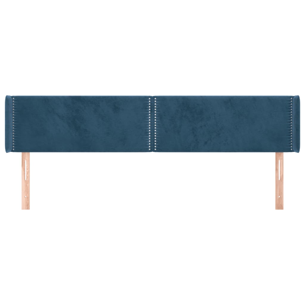 Tête de lit avec oreilles Bleu foncé 203x16x78/88 cm Velours - XIOS