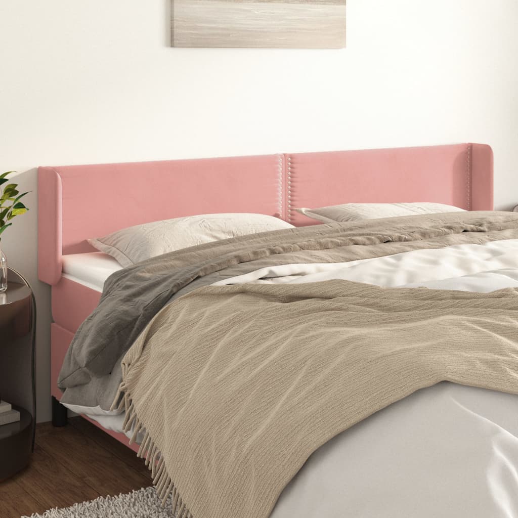 Tête de lit avec oreilles Rose 203x16x78/88 cm Velours - XIOS