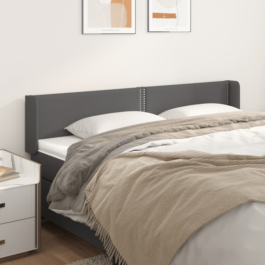Tête de lit avec oreilles Gris 183x16x78/88 cm Similicuir - XIOS