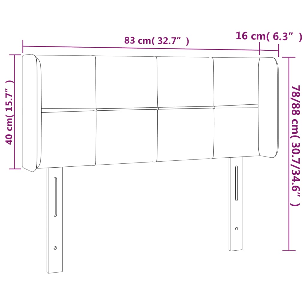 Tête de lit avec oreilles Noir 83x16x78/88 cm Tissu - XIOS