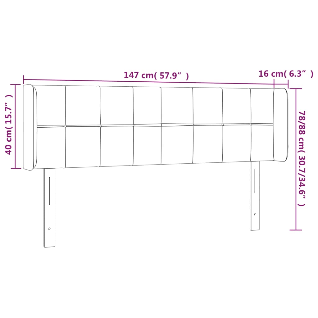 Tête de lit avec oreilles Gris clair 147x16x78/88 cm Tissu - XIOS