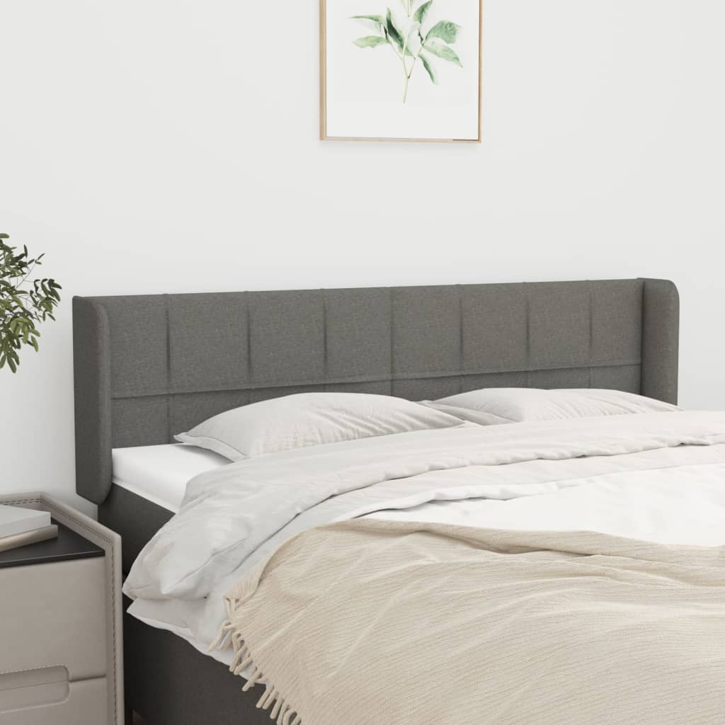 Tête de lit avec oreilles Gris foncé 147x16x78/88 cm Tissu - XIOS