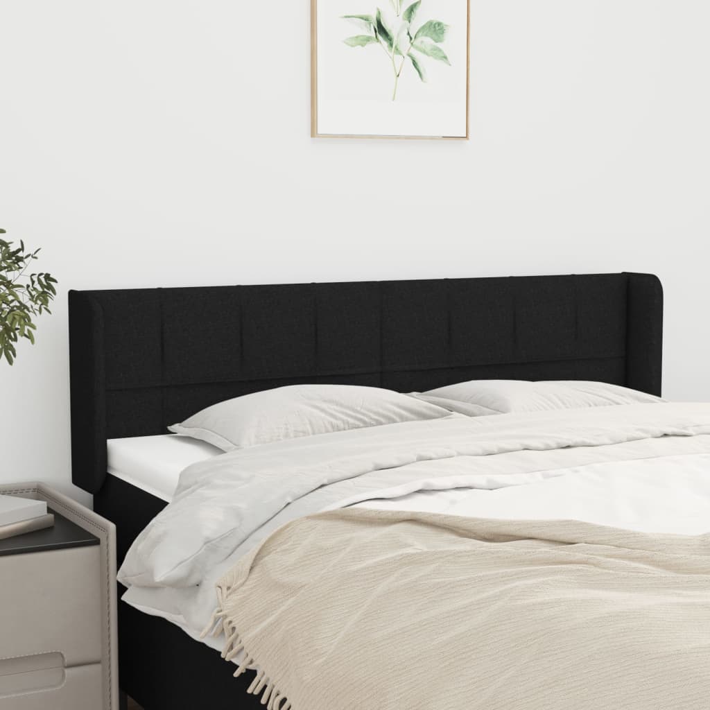 Tête de lit avec oreilles Noir 147x16x78/88 cm Tissu - XIOS