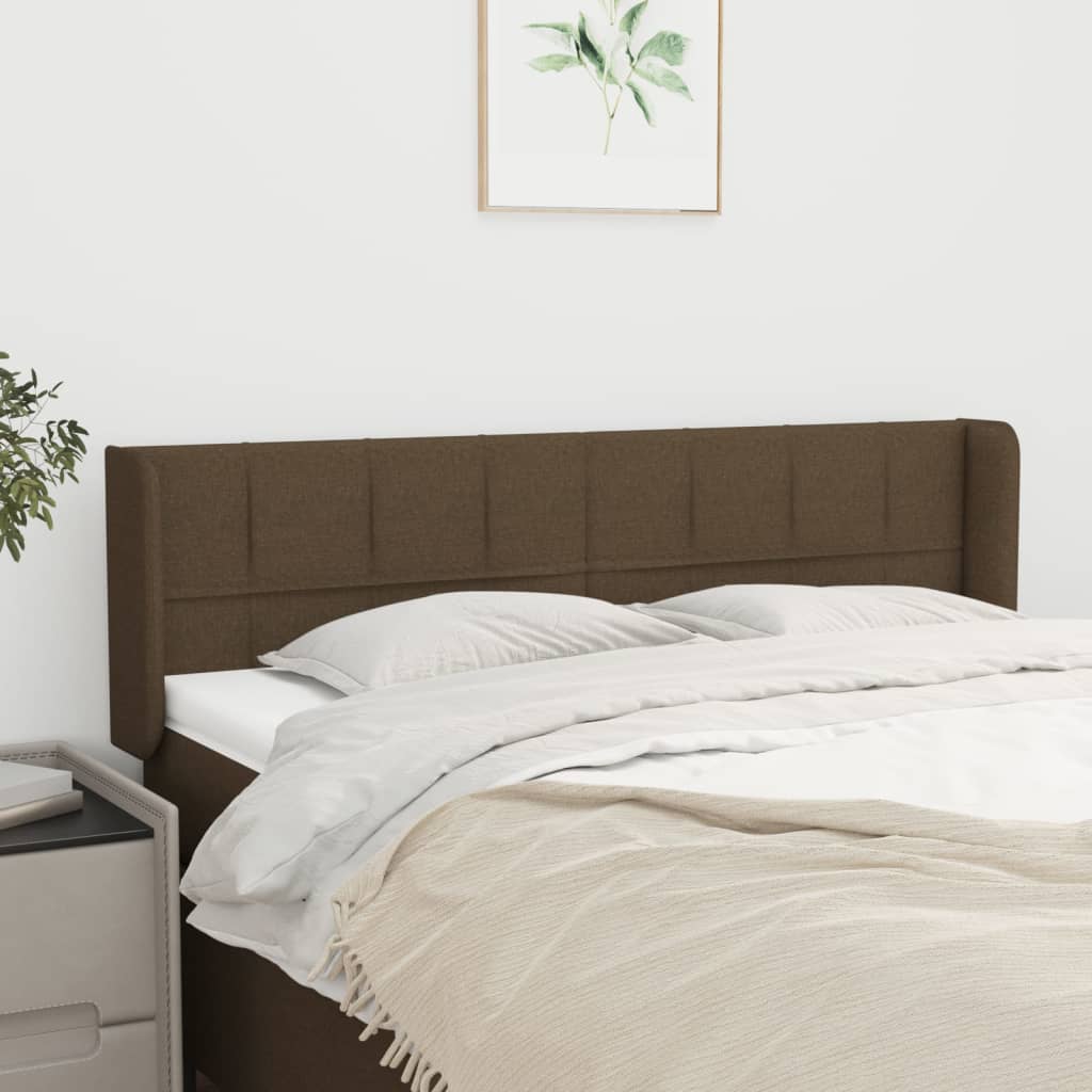 Tête de lit avec oreilles Marron Foncé 147x16x78/88 cm Tissu - XIOS