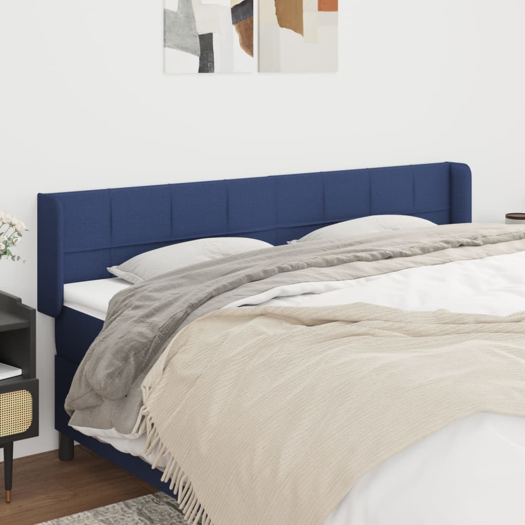 Tête de lit avec oreilles Bleu 163x16x78/88 cm Tissu - XIOS