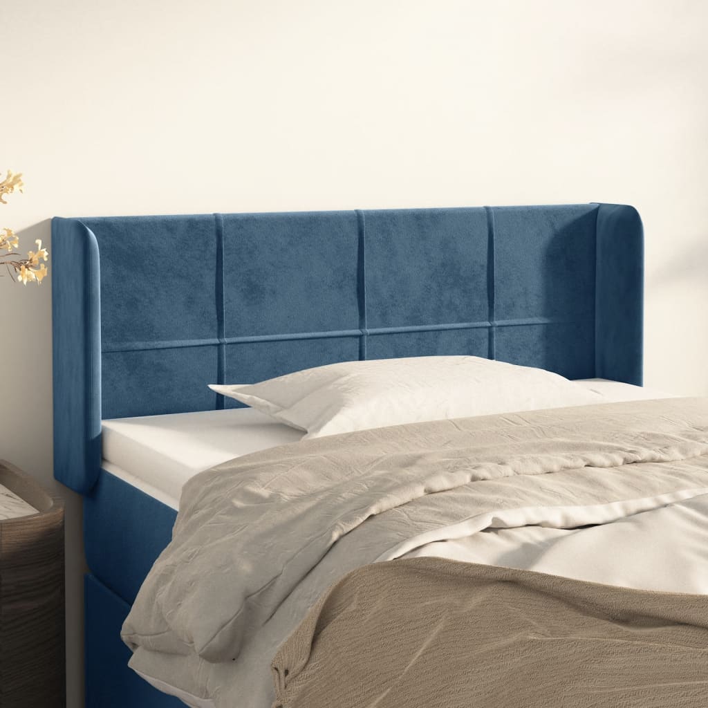 Tête de lit avec oreilles Bleu Foncé 83x16x78/88 cm Velours - XIOS