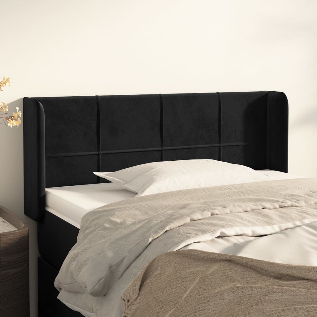 Tête de lit avec oreilles Noir 103x16x78/88 cm Velours - XIOS