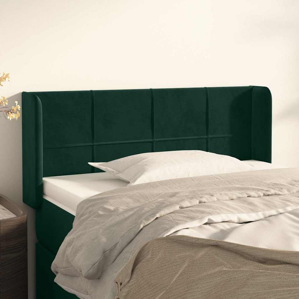 Tête de lit avec oreilles Vert foncé 103x16x78/88 cm Velours - XIOS