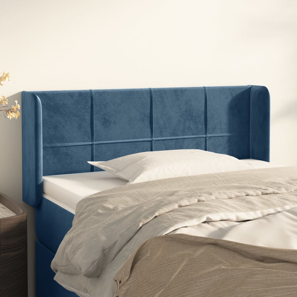 Tête de lit avec oreilles Bleu foncé 103x16x78/88 cm Velours - XIOS