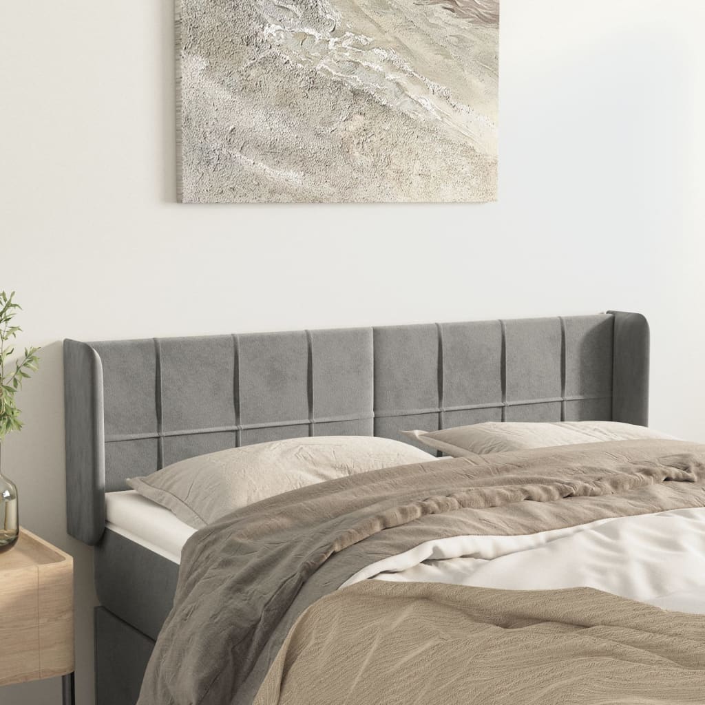 Tête de lit avec oreilles Gris clair 147x16x78/88 cm Velours - XIOS