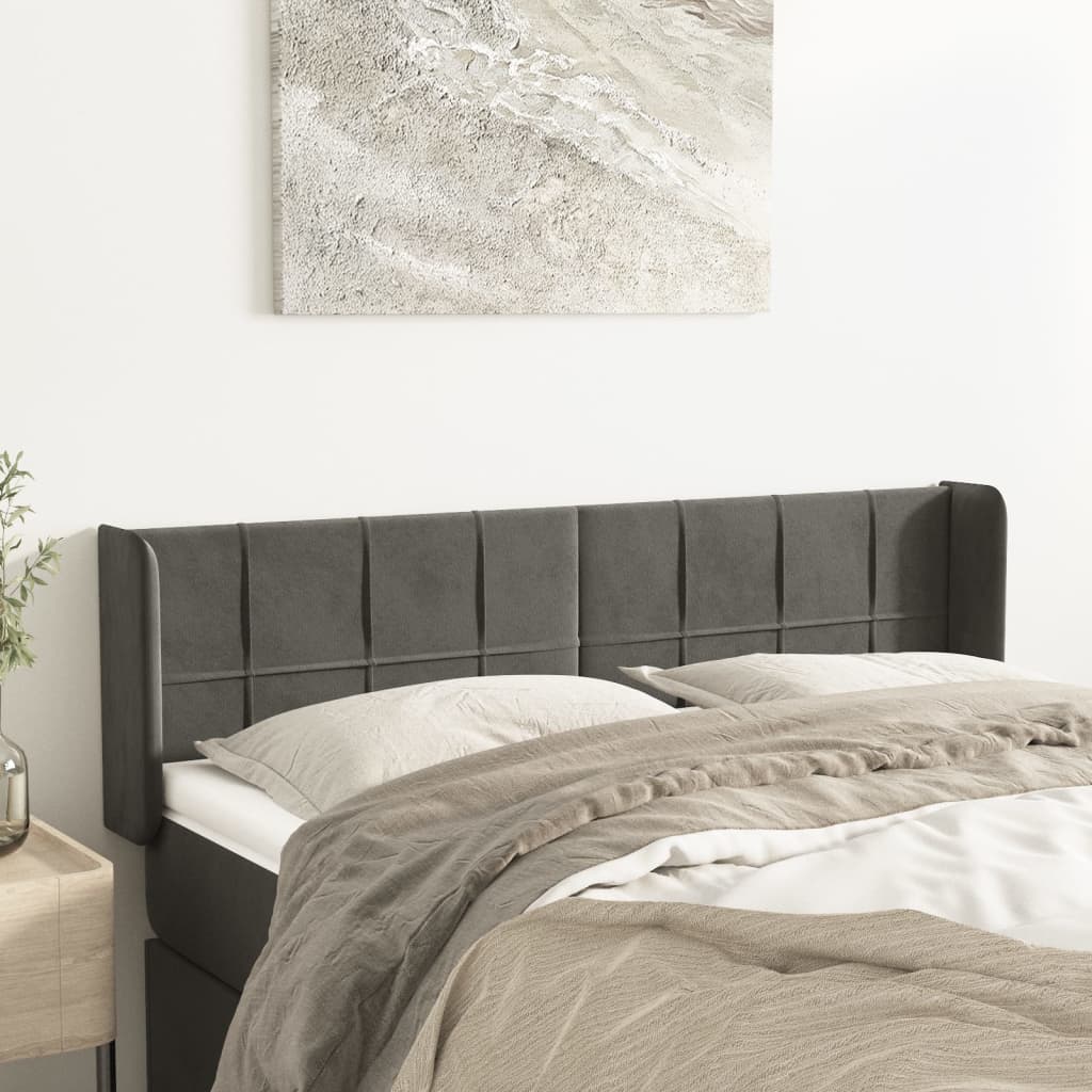 Tête de lit avec oreilles Gris foncé 147x16x78/88 cm Velours - XIOS