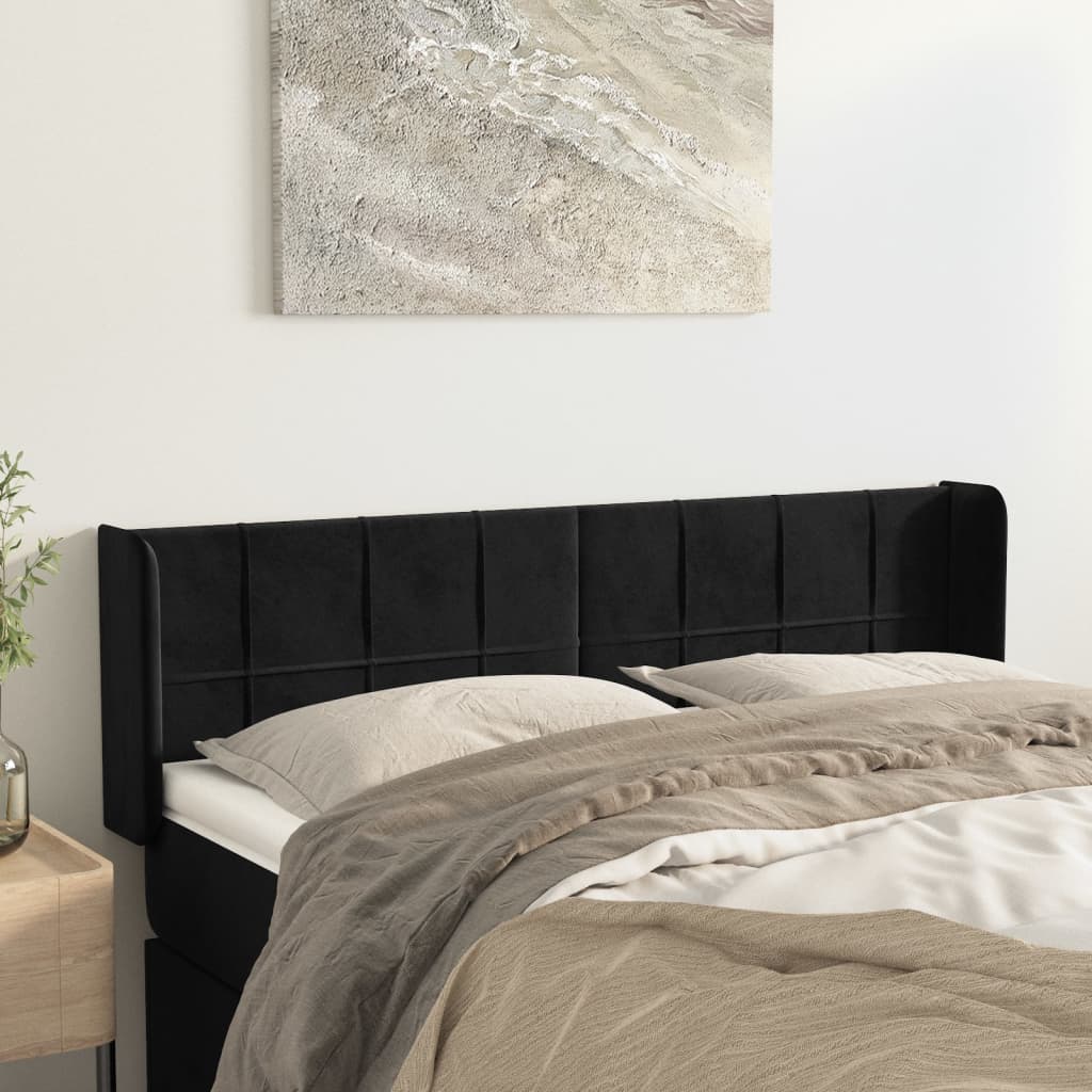 Tête de lit avec oreilles Noir 147x16x78/88 cm Velours - XIOS