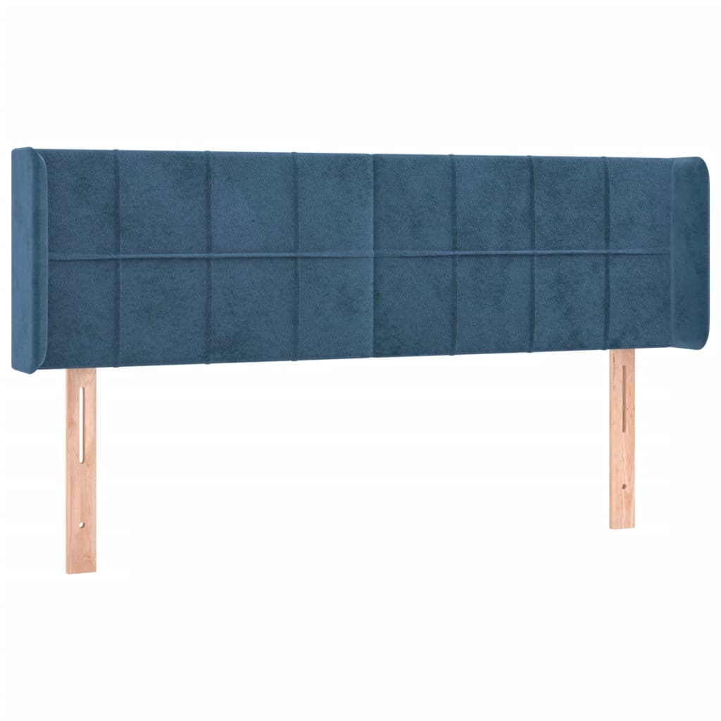 Tête de lit avec oreilles Bleu foncé 147x16x78/88 cm Velours - XIOS