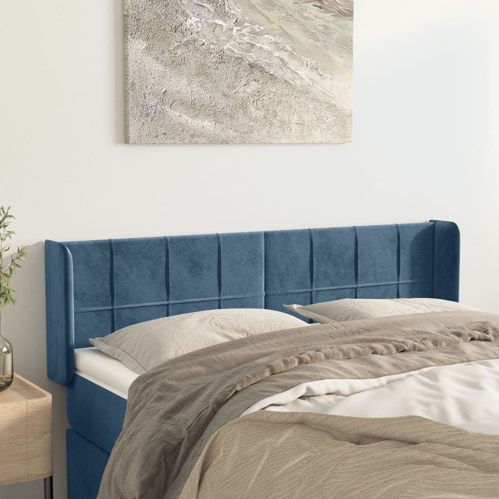 Tête de lit avec oreilles Bleu foncé 147x16x78/88 cm Velours - XIOS