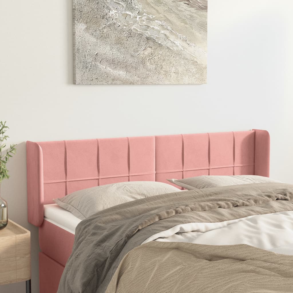 Tête de lit avec oreilles Rose 147x16x78/88 cm Velours - XIOS