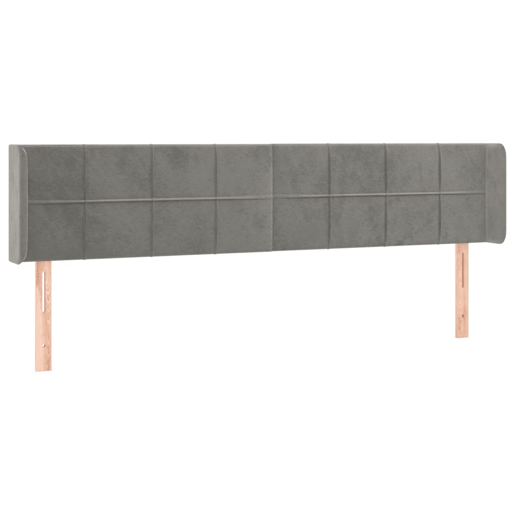 Tête de lit avec oreilles Gris clair 163x16x78/88 cm Velours - XIOS