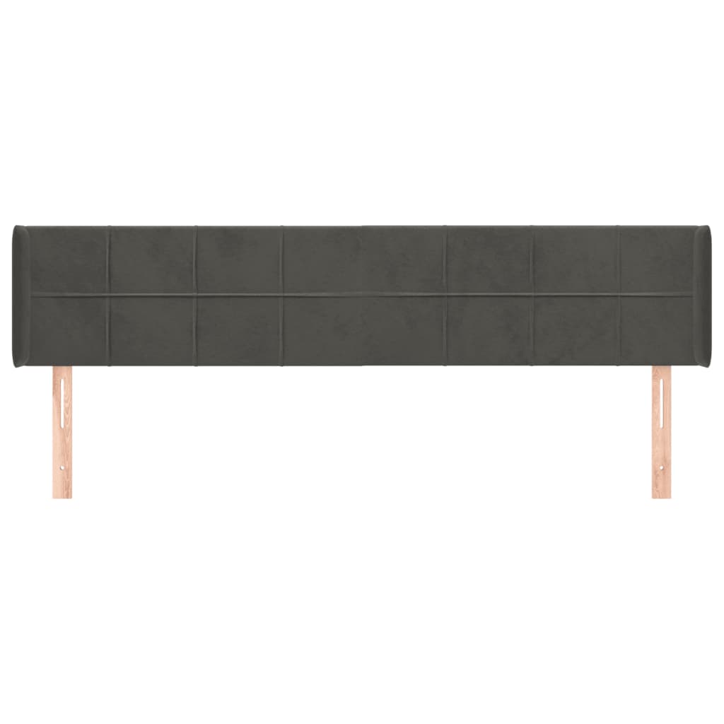 Tête de lit avec oreilles Gris foncé 163x16x78/88 cm Velours - XIOS