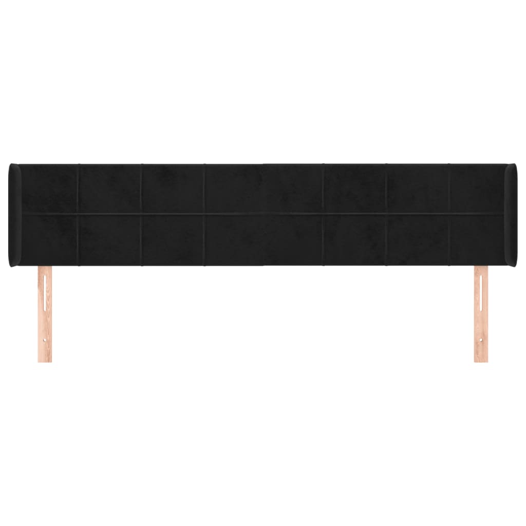Tête de lit avec oreilles Noir 163x16x78/88 cm Velours - XIOS