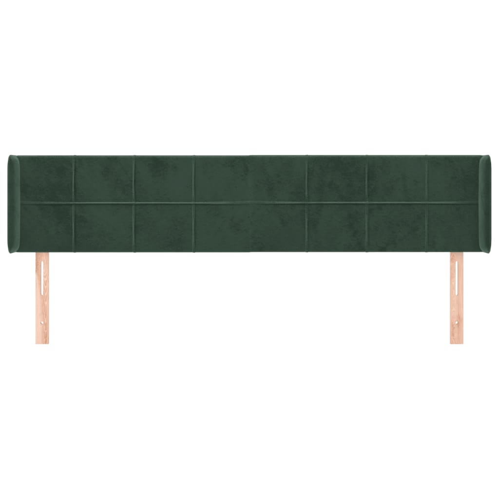 Tête de lit avec oreilles Vert foncé 163x16x78/88 cm Velours - XIOS