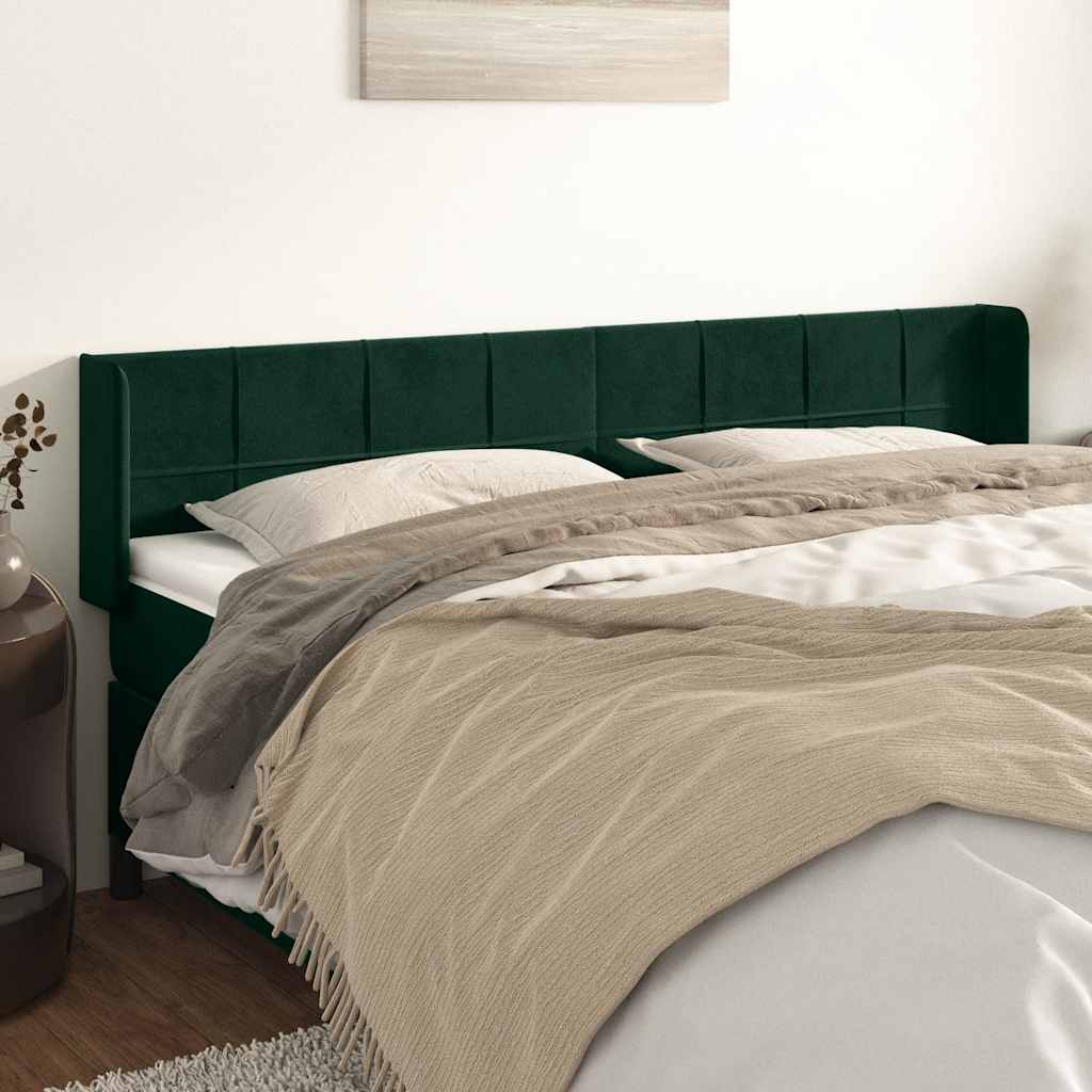 Tête de lit avec oreilles Vert foncé 163x16x78/88 cm Velours - XIOS