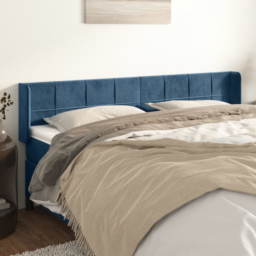 Tête de lit avec oreilles Bleu foncé 163x16x78/88 cm Velours - XIOS