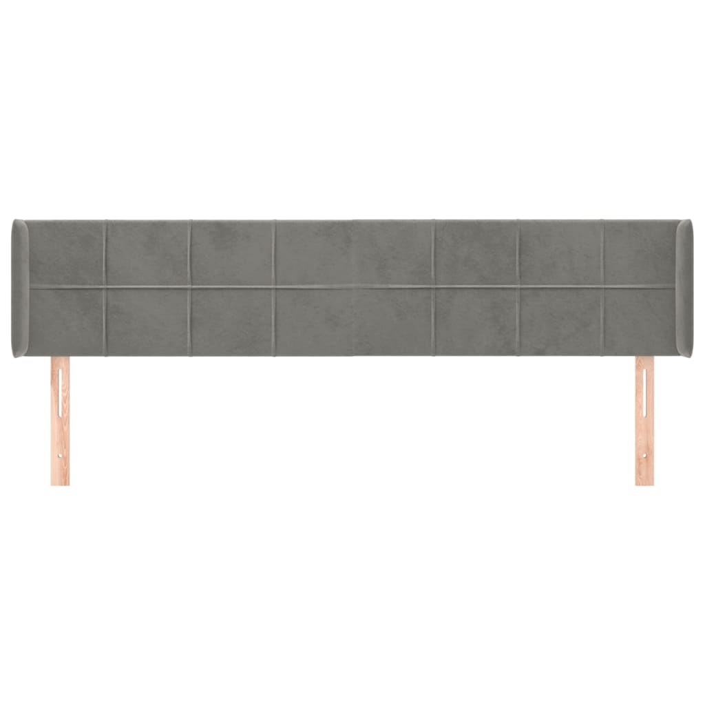 Tête de lit avec oreilles Gris clair 183x16x78/88 cm Velours - XIOS