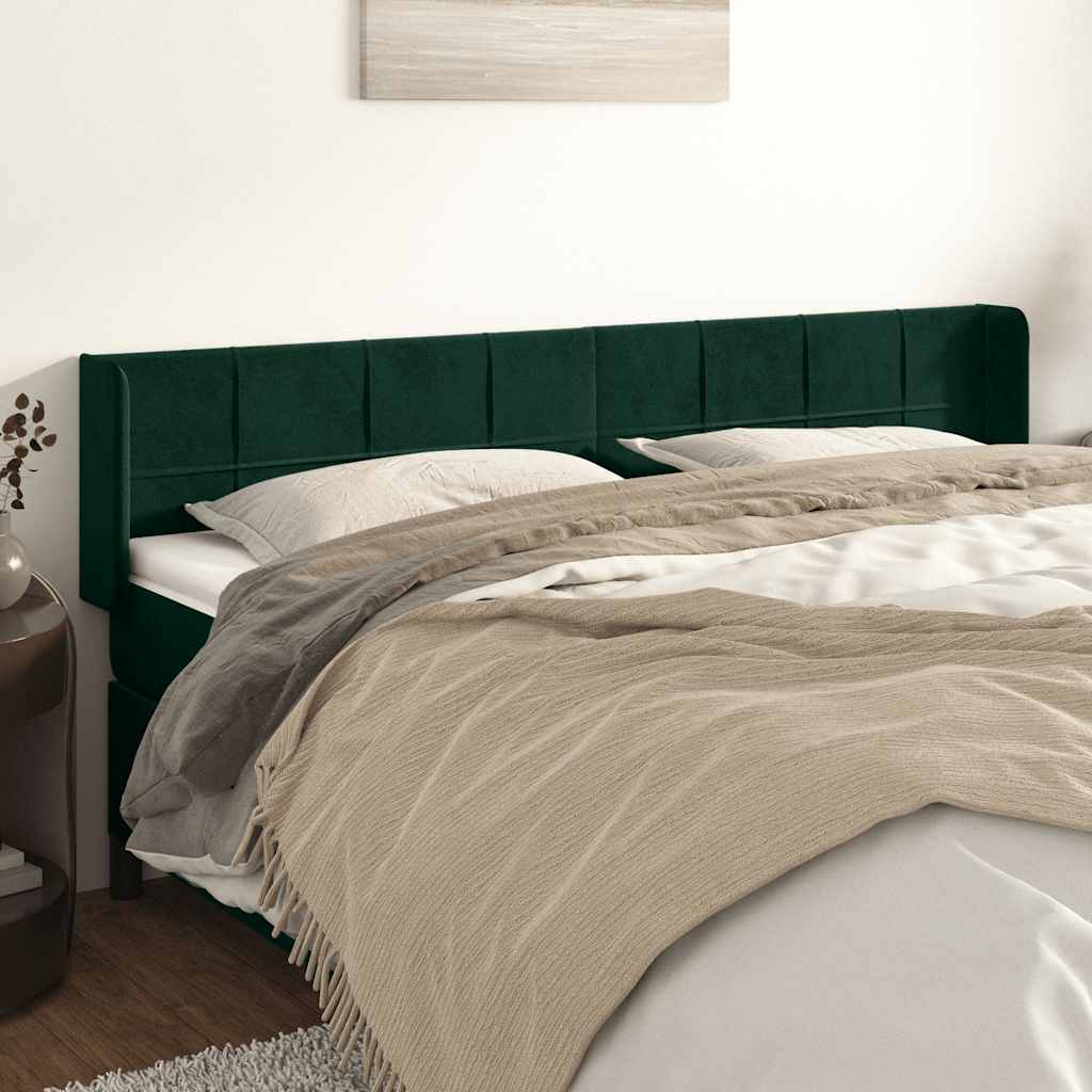 Tête de lit avec oreilles Vert foncé 183x16x78/88 cm Velours - XIOS
