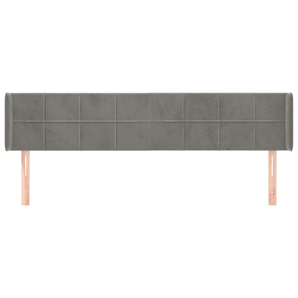 Tête de lit avec oreilles Gris clair 203x16x78/88 cm Velours - XIOS