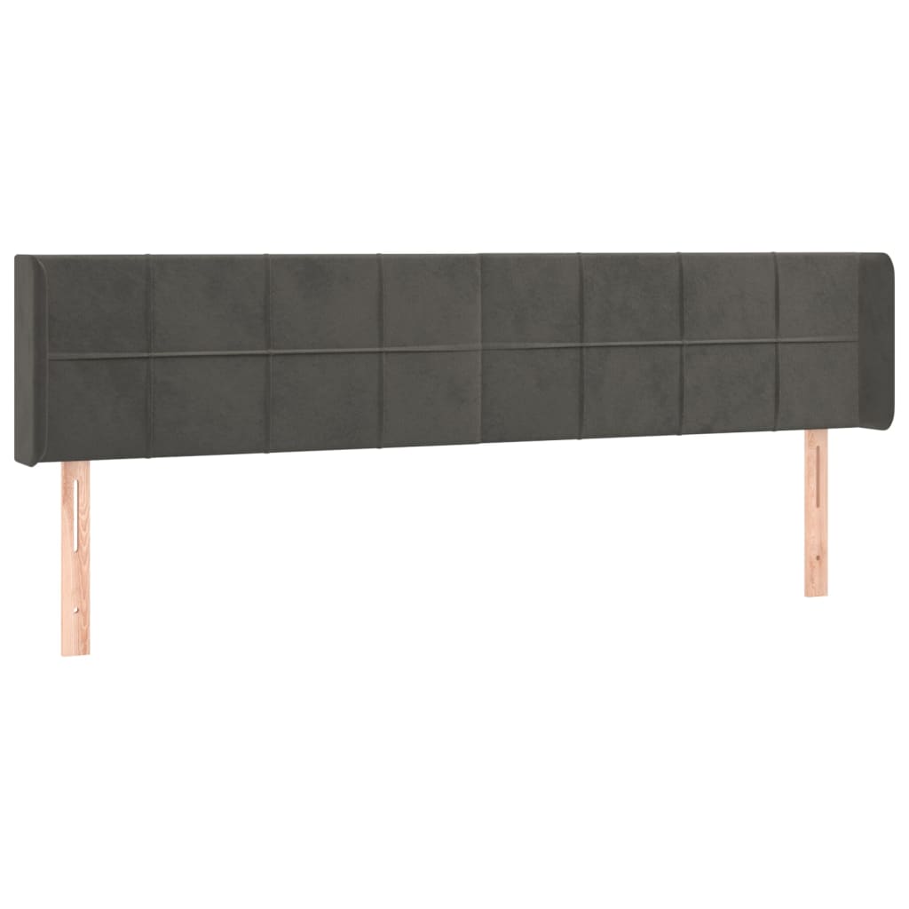 Tête de lit avec oreilles Gris foncé 203x16x78/88 cm Velours - XIOS