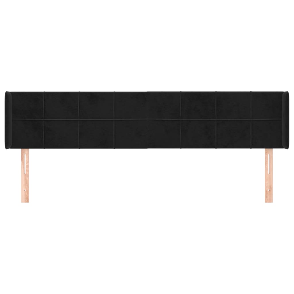 Tête de lit avec oreilles Noir 203x16x78/88 cm Velours - XIOS