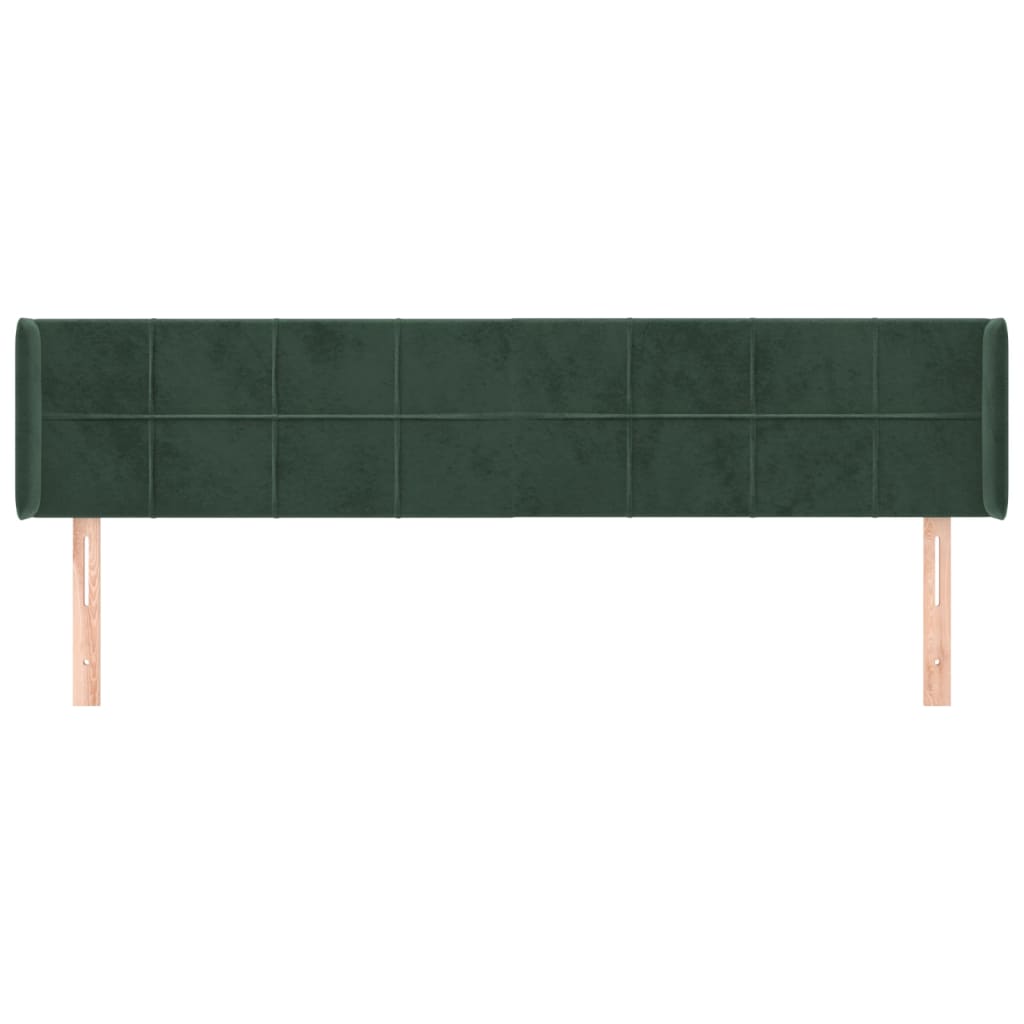 Tête de lit avec oreilles Vert foncé 203x16x78/88 cm Velours - XIOS