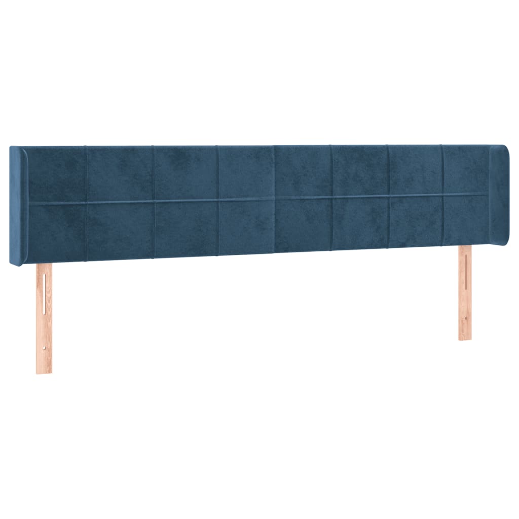 Tête de lit avec oreilles Bleu foncé 203x16x78/88 cm Velours - XIOS