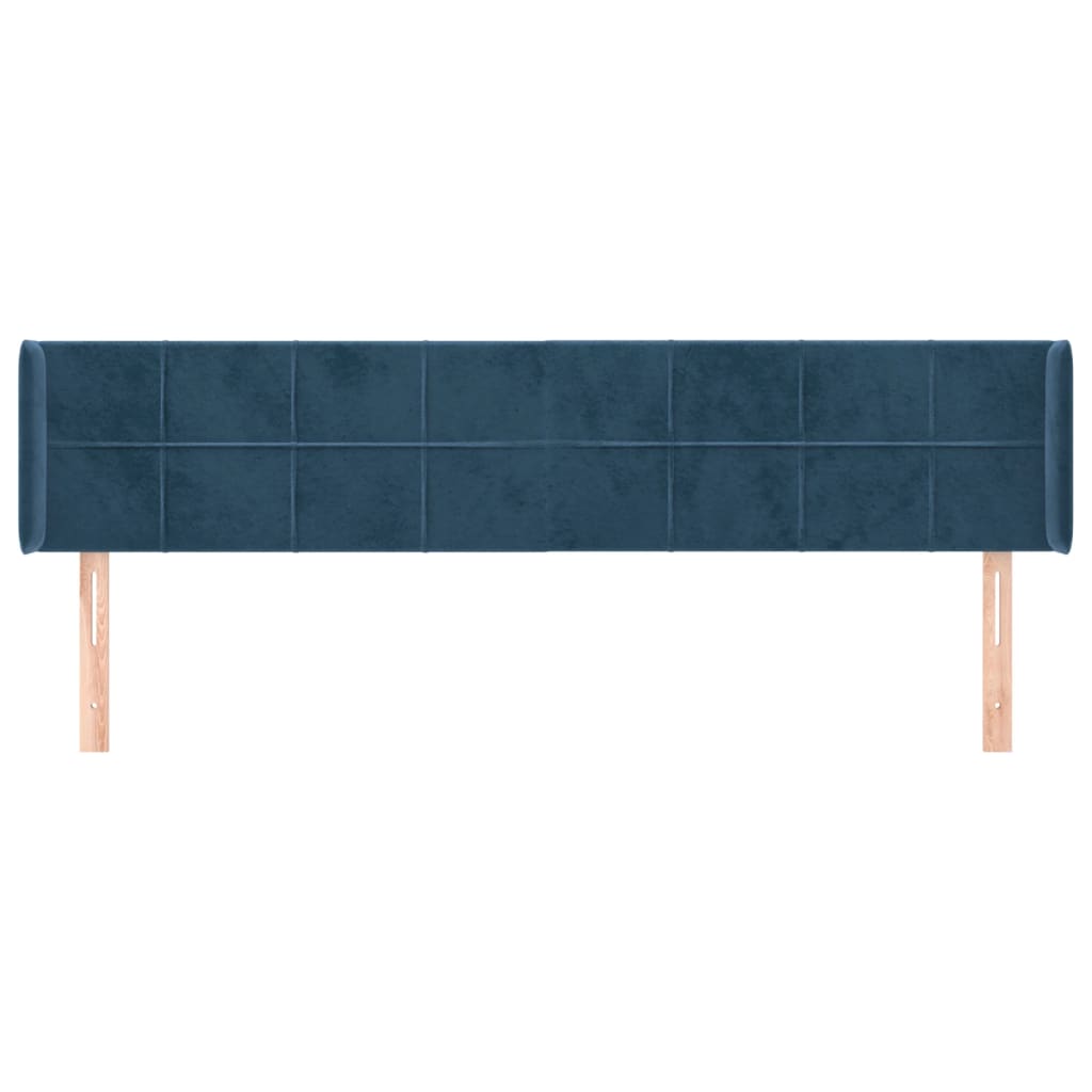 Tête de lit avec oreilles Bleu foncé 203x16x78/88 cm Velours - XIOS