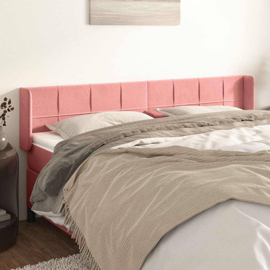 Tête de lit avec oreilles Rose 203x16x78/88 cm Velours - XIOS