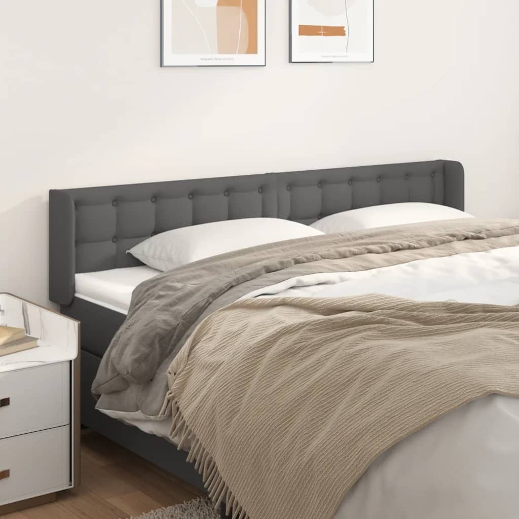 Tête de lit avec oreilles Gris 203x16x78/88 cm Similicuir - XIOS