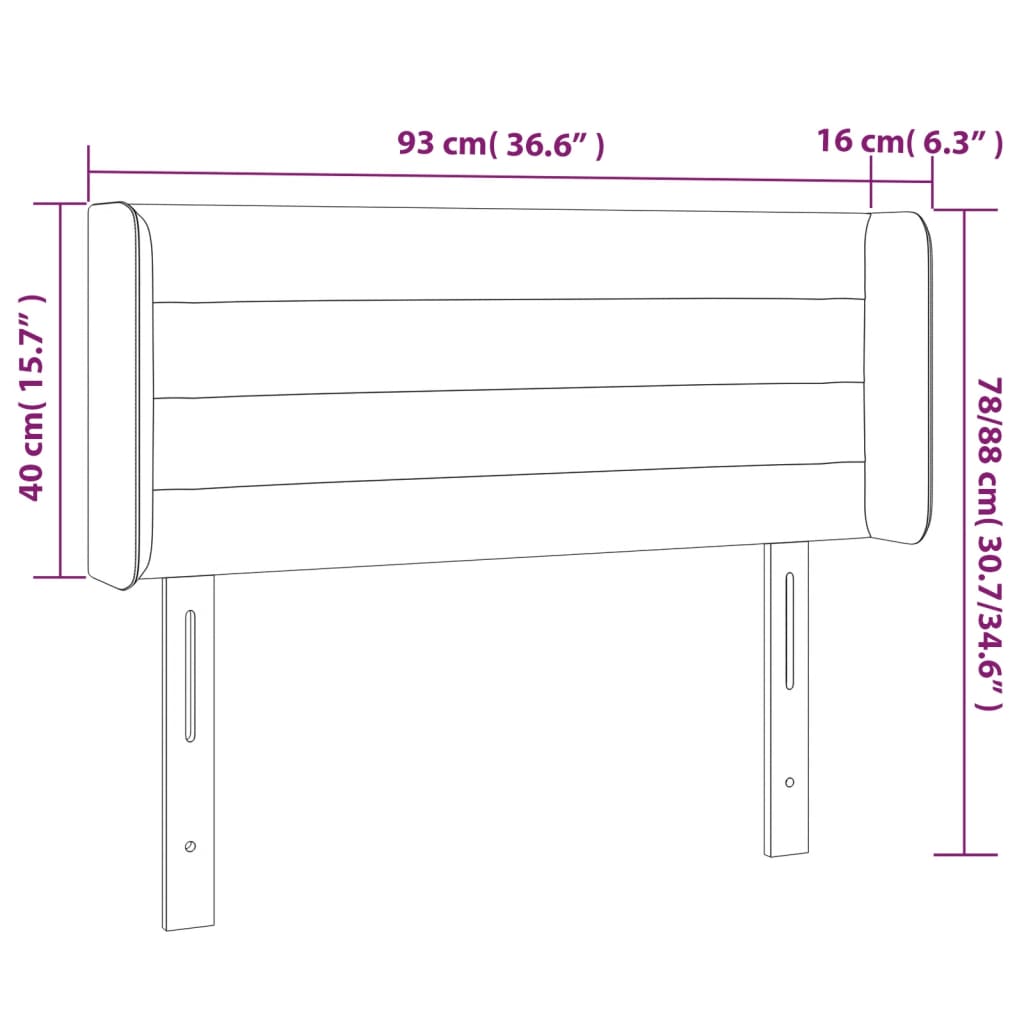 Tête de lit avec oreilles Marron Foncé 93x16x78/88 cm Tissu - XIOS