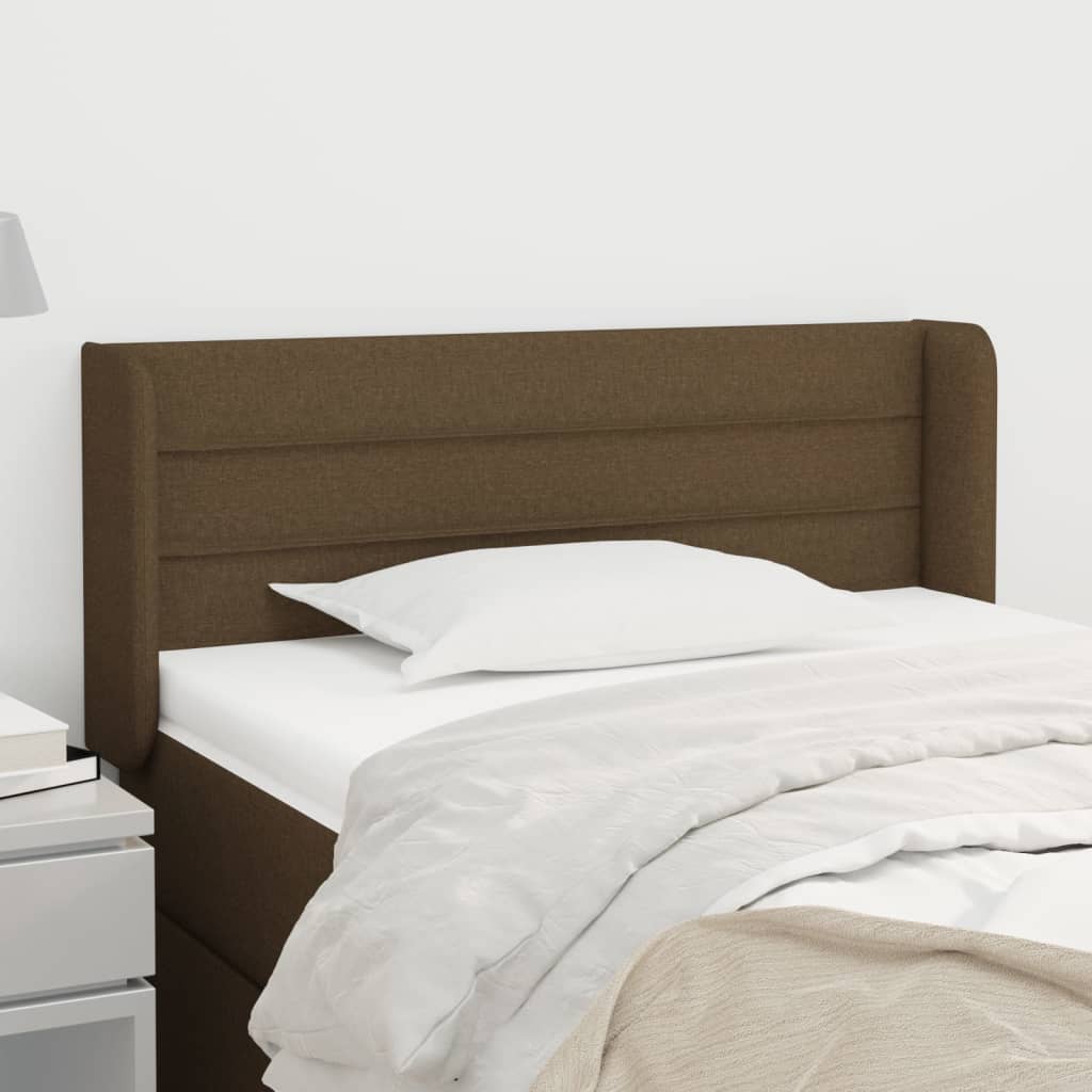 Tête de lit avec oreilles Marron Foncé 103x16x78/88 cm Tissu - XIOS