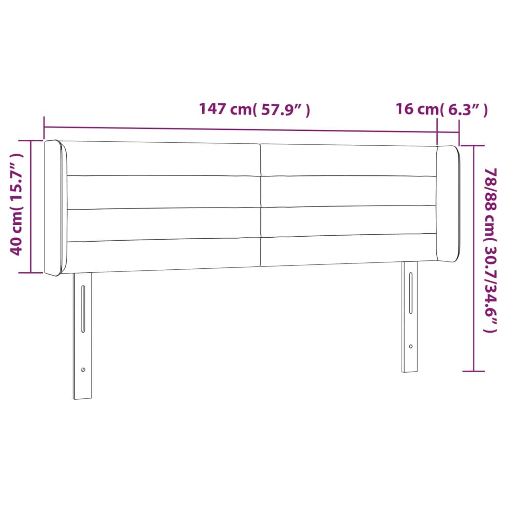 Tête de lit avec oreilles Marron Foncé 147x16x78/88 cm Tissu - XIOS