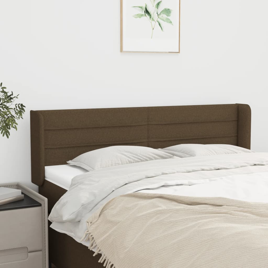 Tête de lit avec oreilles Marron Foncé 147x16x78/88 cm Tissu - XIOS
