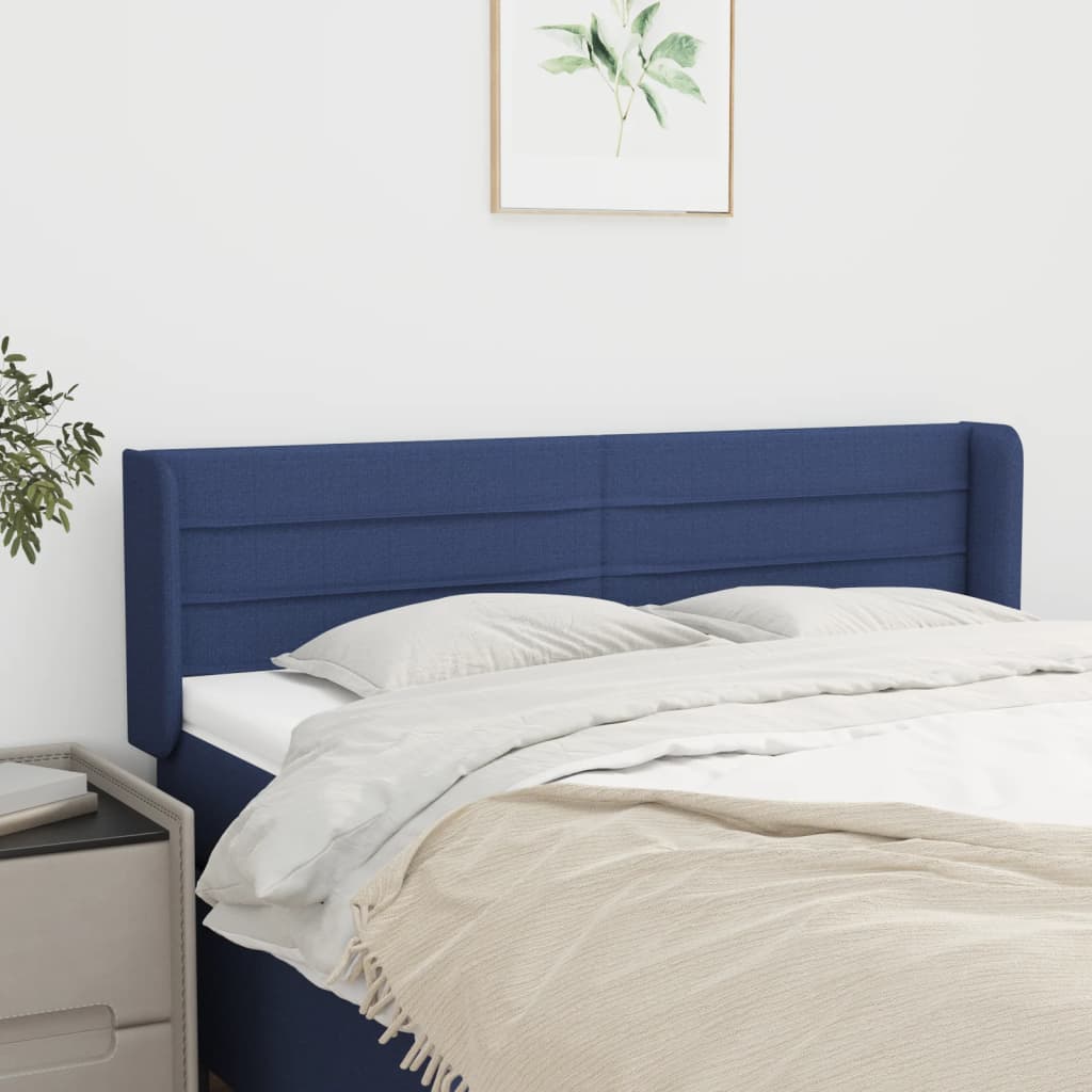 Tête de lit avec oreilles Bleu 147x16x78/88 cm Tissu - XIOS