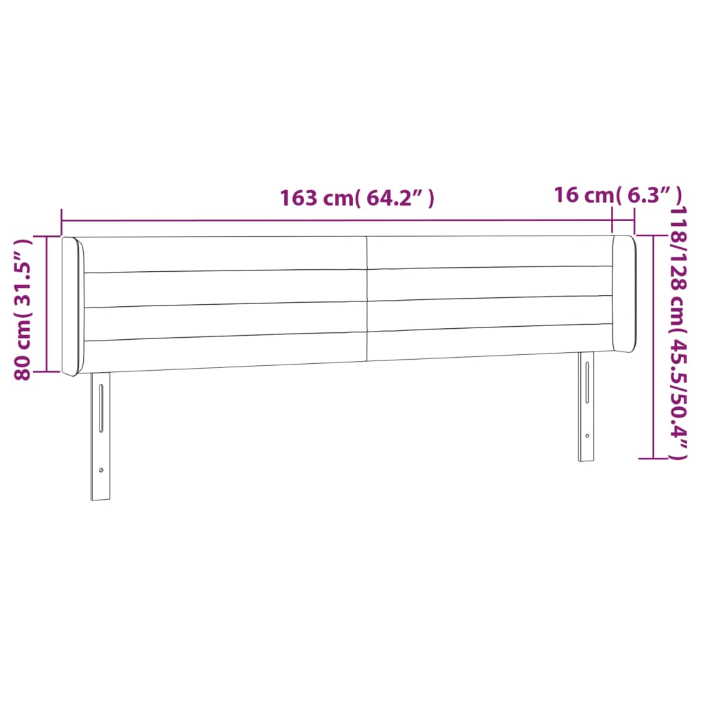 Tête de lit avec oreilles Noir 163x16x78/88 cm Tissu - XIOS