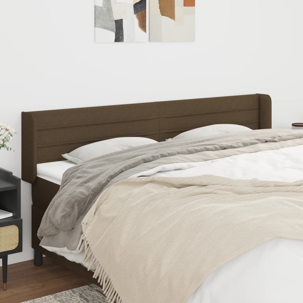 Tête de lit avec oreilles Marron Foncé 183x16x78/88 cm Tissu - XIOS