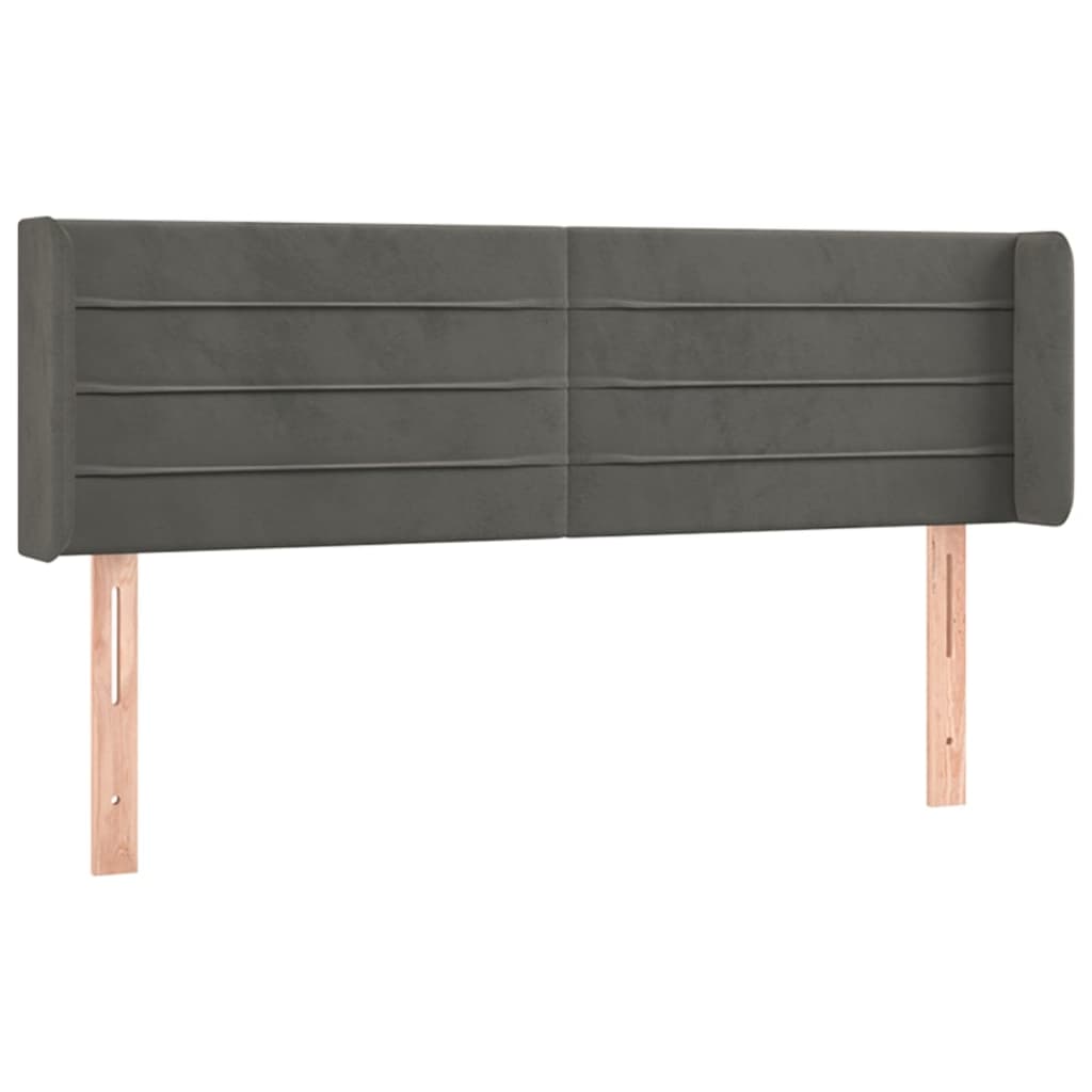 Tête de lit avec oreilles Gris foncé 147x16x78/88 cm Velours - XIOS