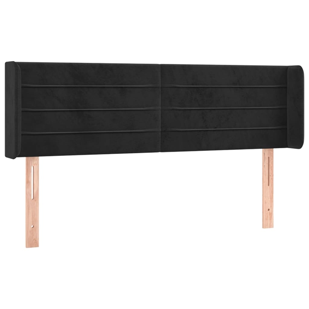 Tête de lit avec oreilles Noir 147x16x78/88 cm Velours - XIOS
