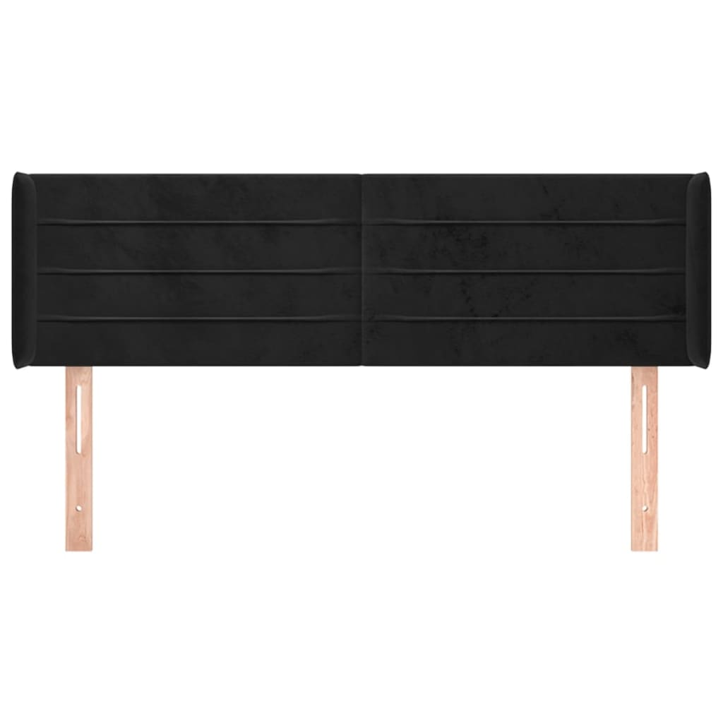 Tête de lit avec oreilles Noir 147x16x78/88 cm Velours - XIOS