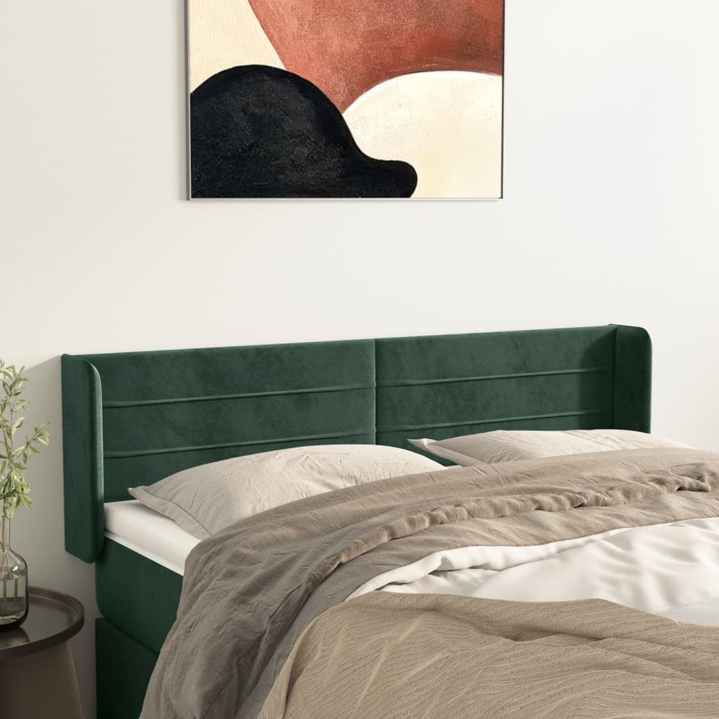 Tête de lit avec oreilles Vert foncé 147x16x78/88 cm Velours - XIOS