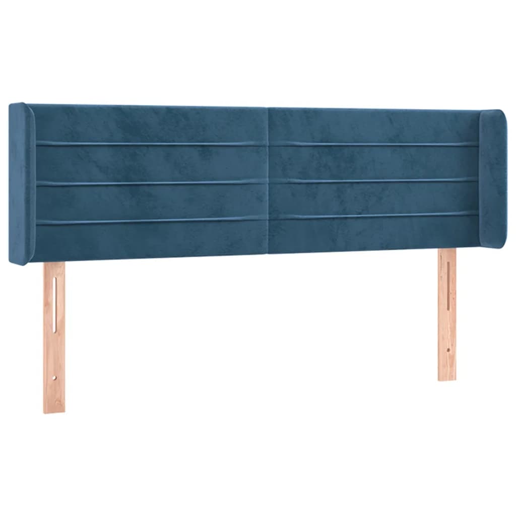Tête de lit avec oreilles Bleu foncé 147x16x78/88 cm Velours - XIOS
