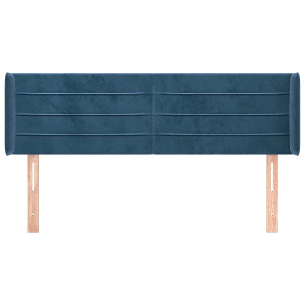 Tête de lit avec oreilles Bleu foncé 147x16x78/88 cm Velours - XIOS