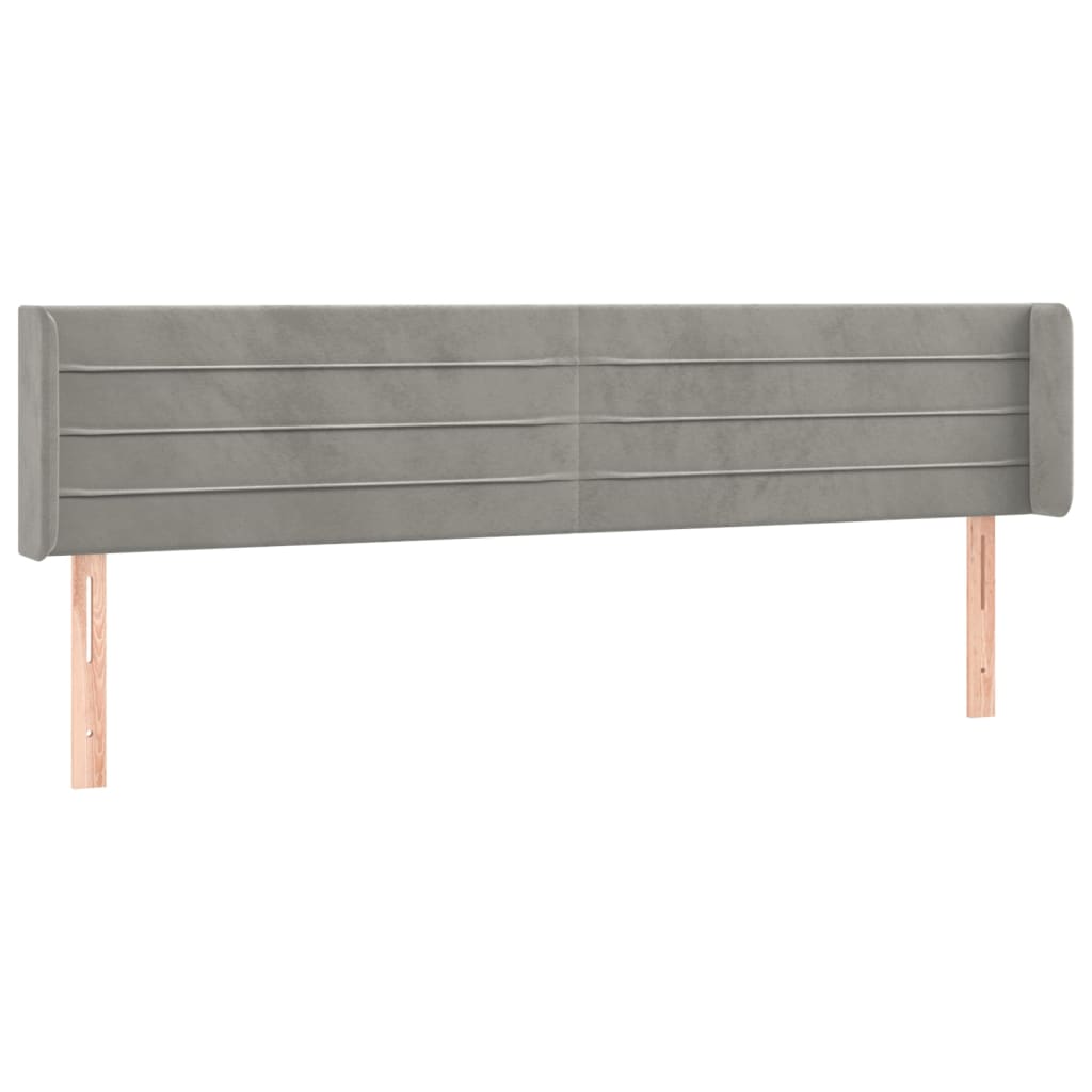 Tête de lit avec oreilles Gris clair 163x16x78/88 cm Velours - XIOS